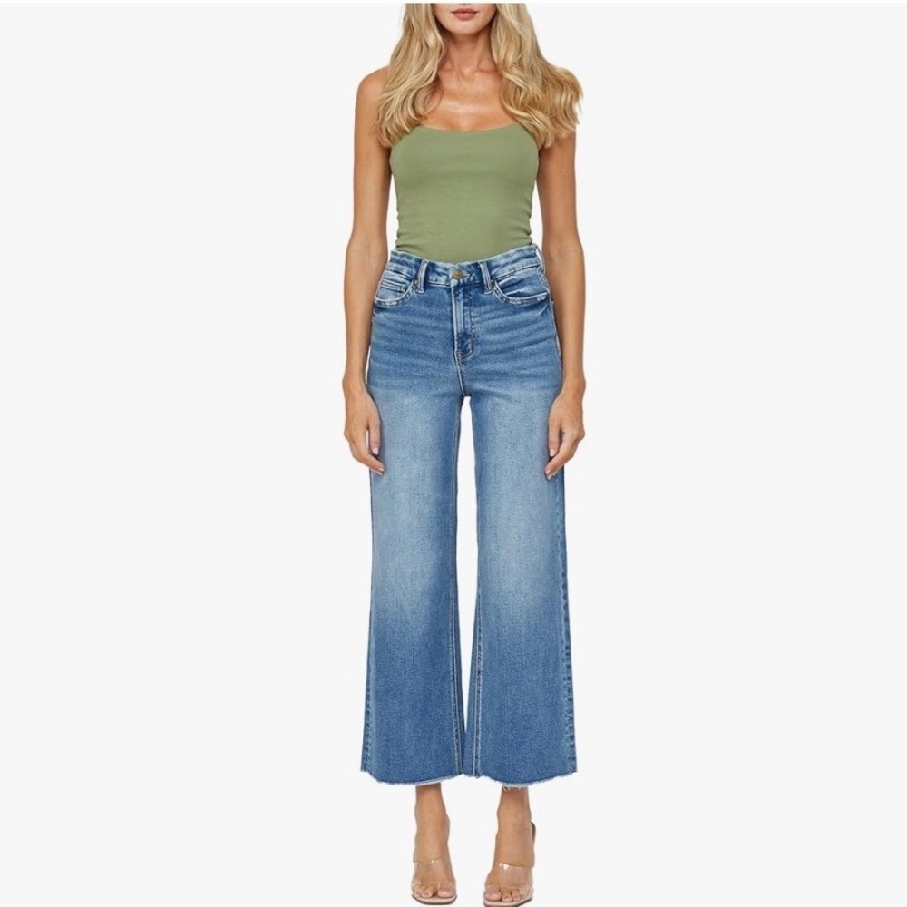 Mica Denim Super High Wide Leg Jeans Womens 32 (US 0-2) Medium Wash New With Tag